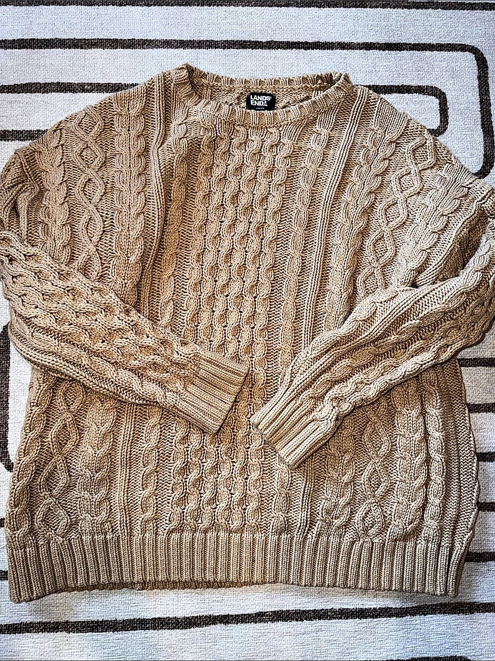 Lands' End Women's Classic Cable Crew Neck Sweater